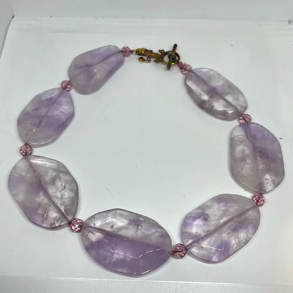 Large Natural Light Amethyst Necklace - Picture 3 of 5